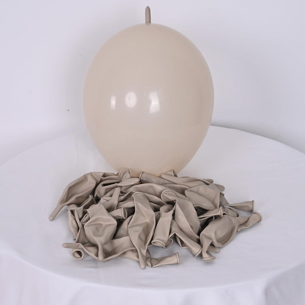 Govpy 60-Pack 10-Inch Sand White Quick Link Balloons for Party Decorations