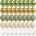 Govpy 60-Pack 12-Inch Green Gold White Latex Balloons – Retro Metallic Confetti Party Set