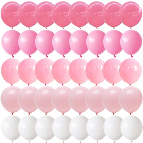 Govpy 60-Pack Pastel Pink and White Balloons with Bow Design for Parties