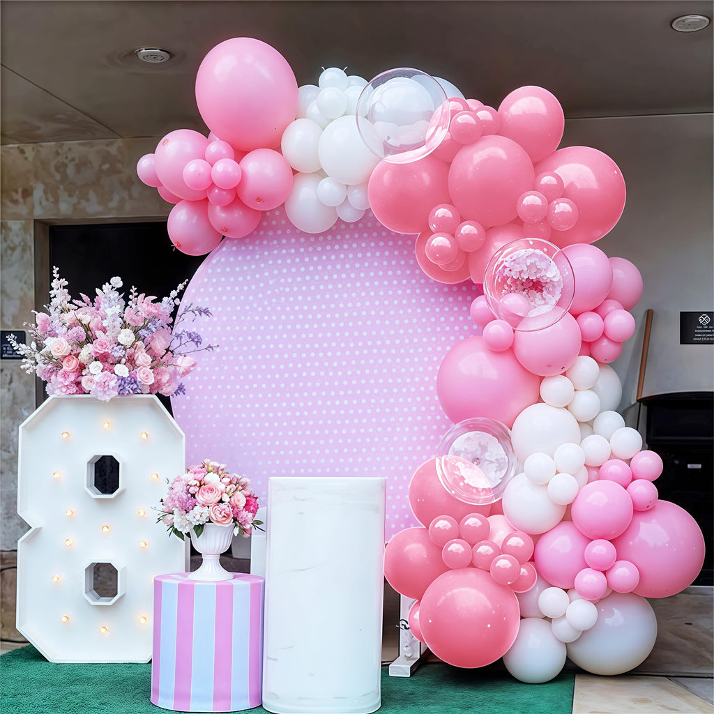 Govpy 60-Pack Pastel Pink and White Balloons with Bow Design for Parties