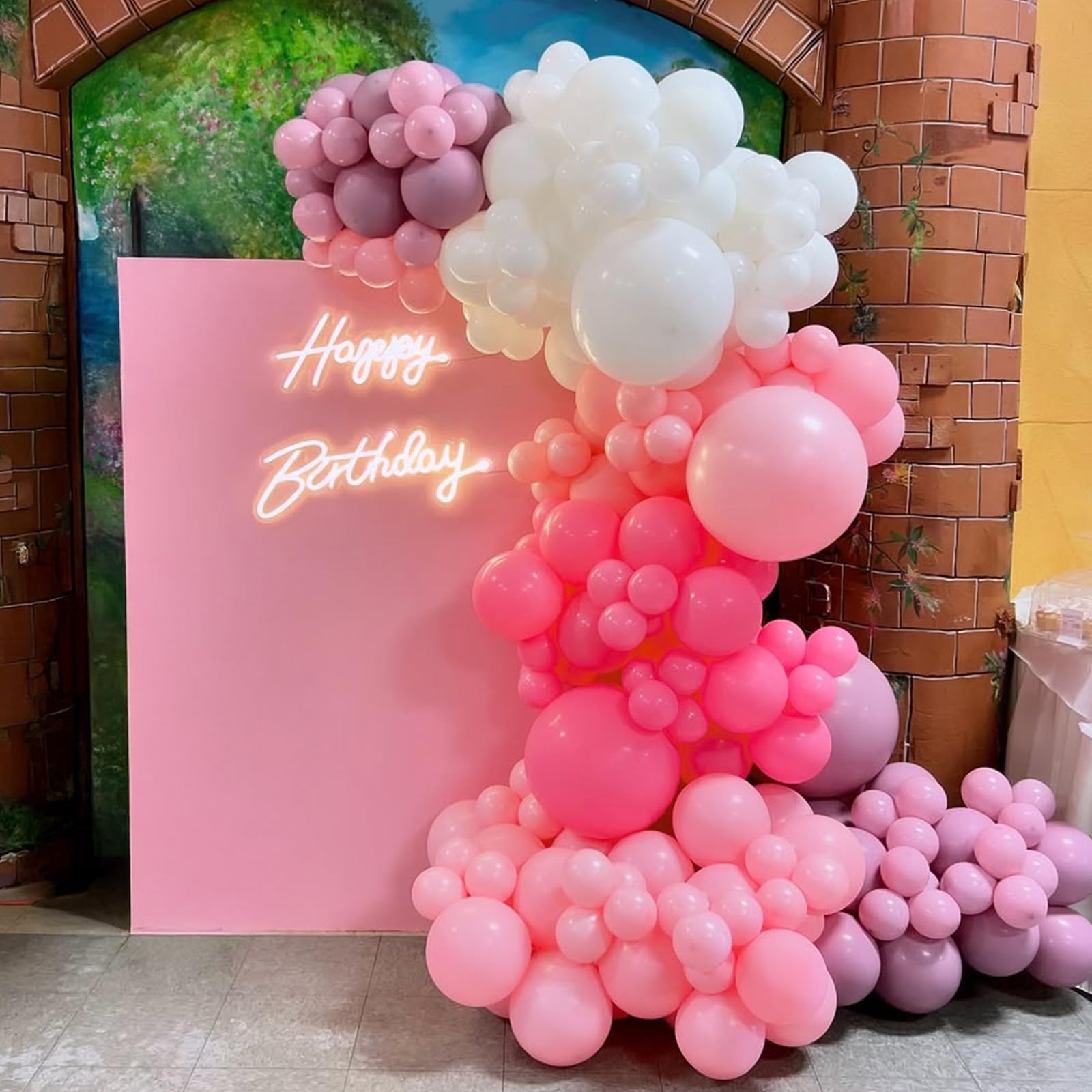 Govpy 60-Pack Pastel Pink and White Balloons with Bow Design for Parties