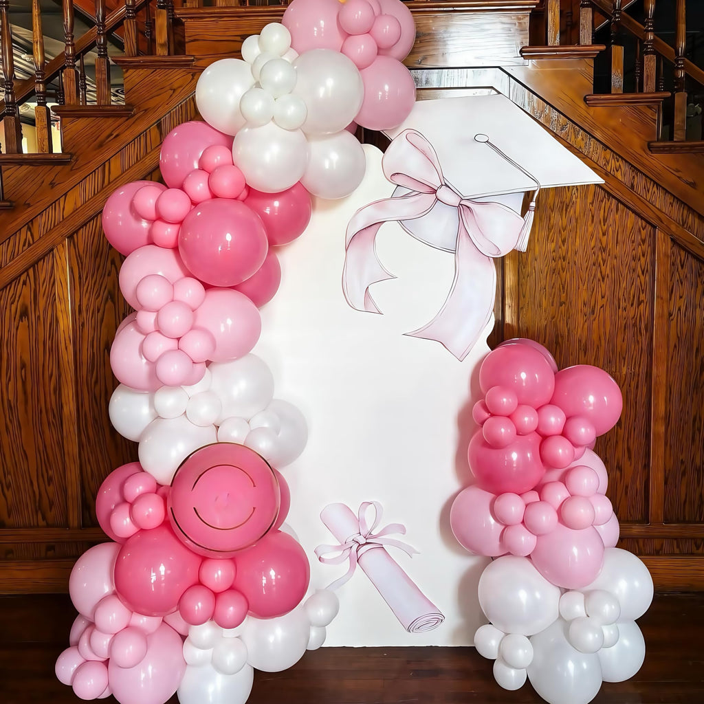 Govpy 60-Pack Pastel Pink and White Balloons with Bow Design for Parties