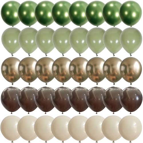 Govpy 60Pcs Sage Green Brown Camo Army Balloons for Woodland Party