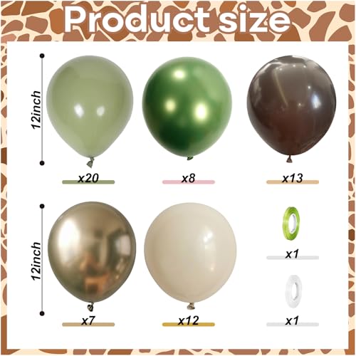 Govpy 60Pcs Sage Green Brown Camo Army Balloons for Woodland Party