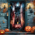 Govpy Halloween Door Banner 72x35 Inch Trick or Treat Backdrop – Red & Black Horror Decor