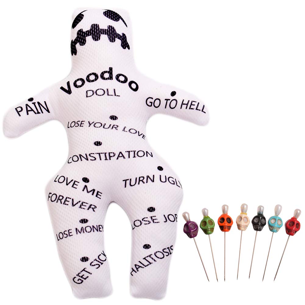 GRACEART 9-Inch Handsewn Voodoo Doll with 7 Skull Pins – Stress Relief Gag Gift (Style-A)