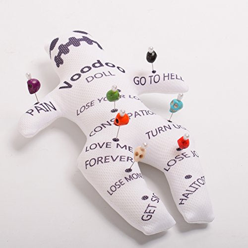GRACEART 9-Inch Handsewn Voodoo Doll with 7 Skull Pins – Stress Relief Gag Gift (Style-A)