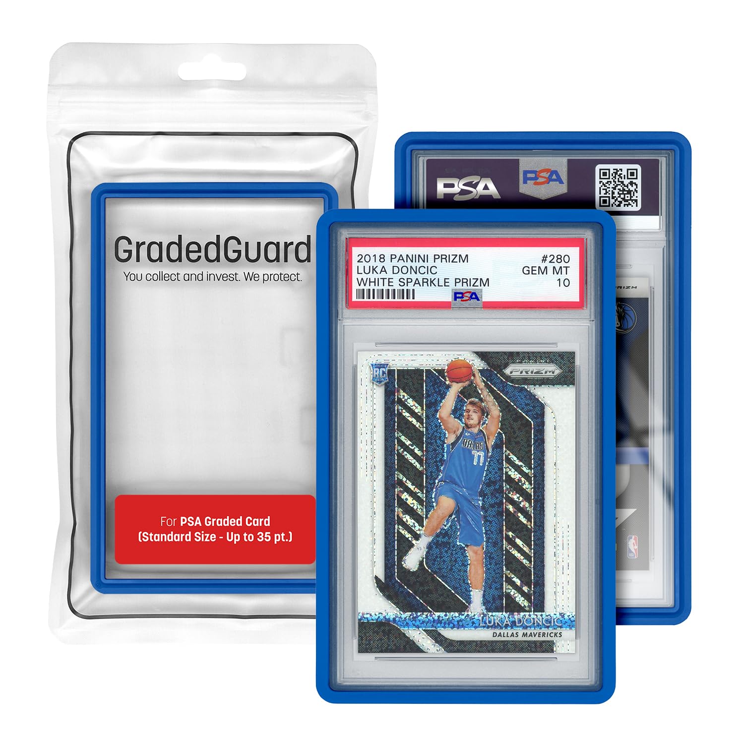 GradedGuard PSA Card Slab Protector Case, Standard Size, Impact Resistant TPU Holder (Royal)