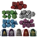 Grajar Vintage Boss Totem 35-Piece Polyhedral Dice Set with 5 Velvet Pouches – D&D & RPG