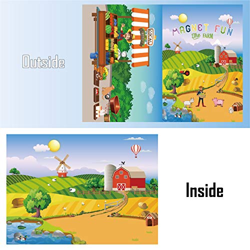 GRANDLMOON Farm Life Magnetic Playboard - 58 Pieces Portable Folding Board for Kids Ages 5+