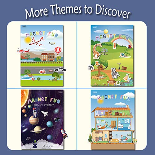 GRANDLMOON Farm Life Magnetic Playboard - 58 Pieces Portable Folding Board for Kids Ages 5+