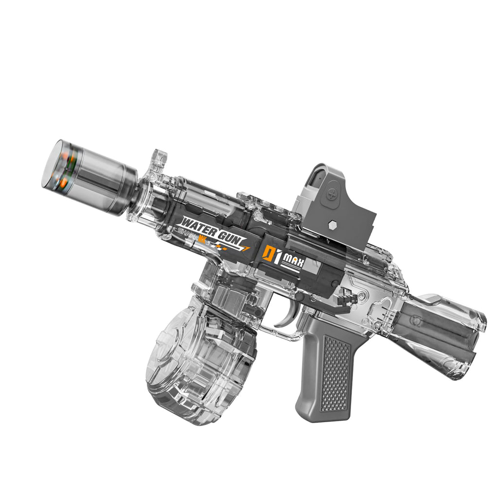 GRANTLEY Electric Water Gun - Rechargeable, 500ml, 510 Shots, LED Lights, USB-C, for Kids & Adults (Grey)