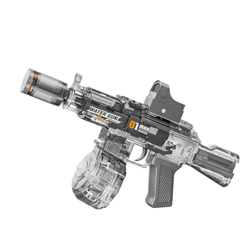 GRANTLEY Electric Water Gun - Rechargeable, 500ml, 510 Shots, LED Lights, USB-C, for Kids & Adults (Grey)
