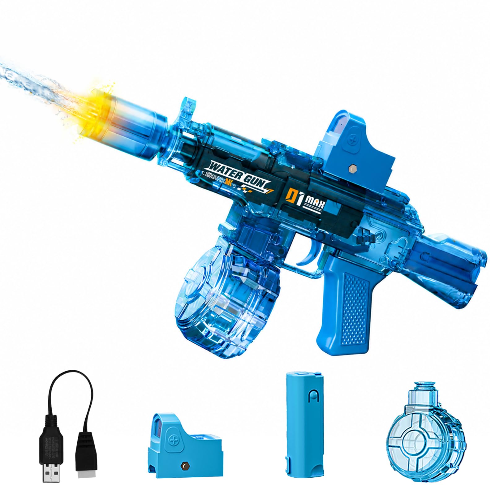 GRANTLEY Rechargeable Electric Water Gun – 32ft Automatic Blaster for Kids & Adults (Blue)