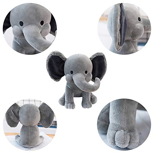 Gray 9-Inch Stuffed Elephant Plush Toy – Soft Polyester Cuddly Companion for Kids