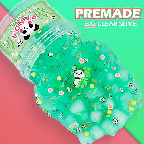 Green Clear Slime with Jelly Cubes and Charms – Crunchy Sensory Toy for Kids