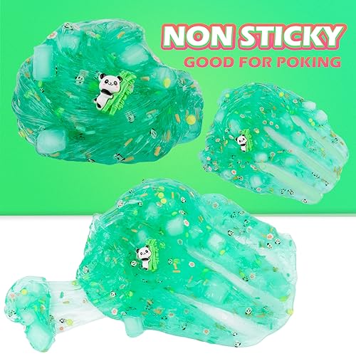 Green Clear Slime with Jelly Cubes and Charms – Crunchy Sensory Toy for Kids