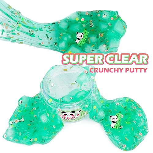Green Clear Slime with Jelly Cubes and Charms – Crunchy Sensory Toy for Kids