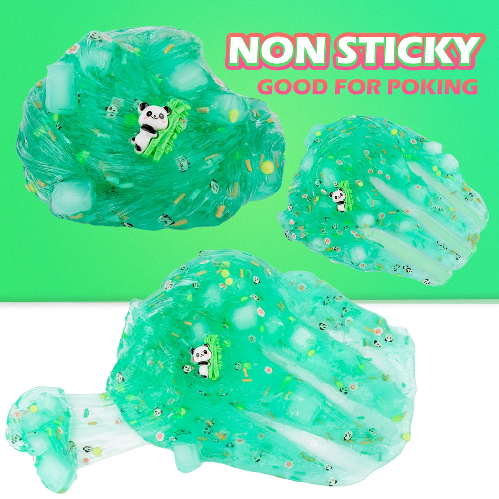 Green Clear Slime with Jelly Cubes and Charms – Crunchy Sensory Toy for Kids