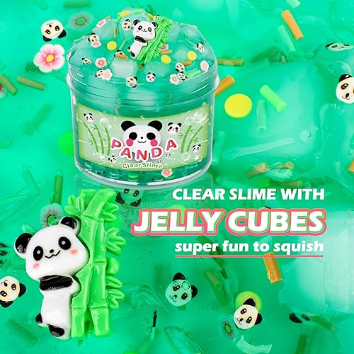 Green Clear Slime with Jelly Cubes and Charms – Crunchy Sensory Toy for Kids