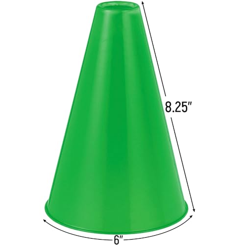 Green Plastic Megaphone – Lightweight, Eco-Friendly Party and Sports Noisemaker (8.25" x 6")