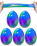 Greingways 5 Pack Prefilled Easter Eggs Galaxy Slime Toys - Blue, Purple, Green - Non-Toxic, Reusable Stress Relief Egg Fillers for Kids and Teens