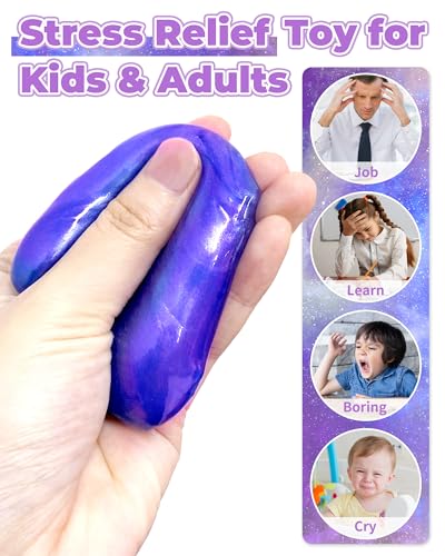 Greingways 5-Pack Prefilled Galaxy Slime Eggs – Blue, Purple & Gold Easter Basket Stuffers for Kids