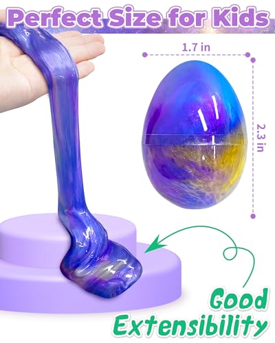 Greingways 5-Pack Prefilled Galaxy Slime Eggs – Blue, Purple & Gold Easter Basket Stuffers for Kids