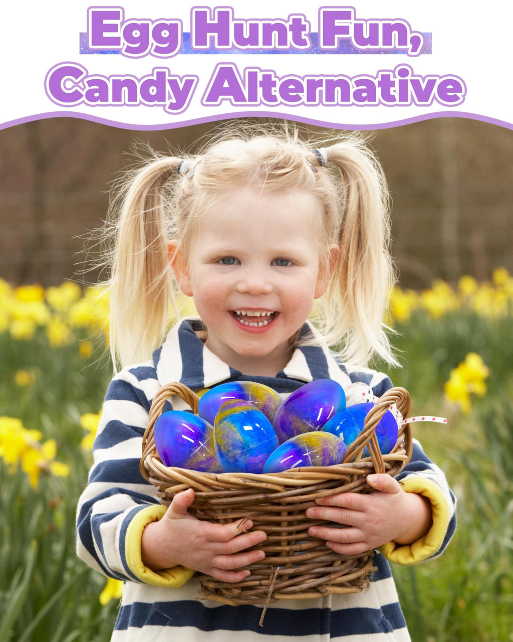 Greingways 5-Pack Prefilled Galaxy Slime Eggs – Blue, Purple & Gold Easter Basket Stuffers for Kids