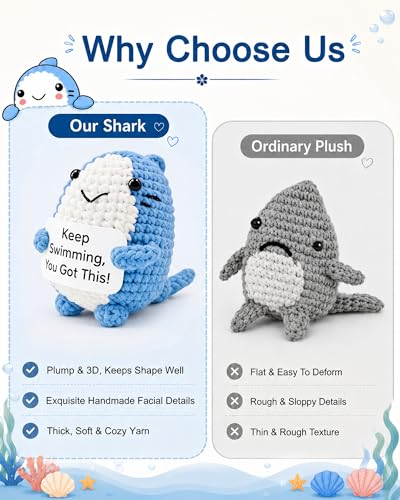 Grepacs Handmade Crochet Emotional Support Shark – Encouragement Gift for Graduation, Office Desk Decor, Birthday