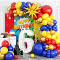 GRESATEK Red Yellow Blue Balloon Garland Kit with Gold Accents for Carnival Circus Parties