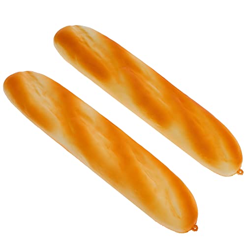 Gresorth 11-Inch Fake Bread Decor 2-Pack – Soft PU Artificial French Loaf for Kitchen, Play, & Photography Props