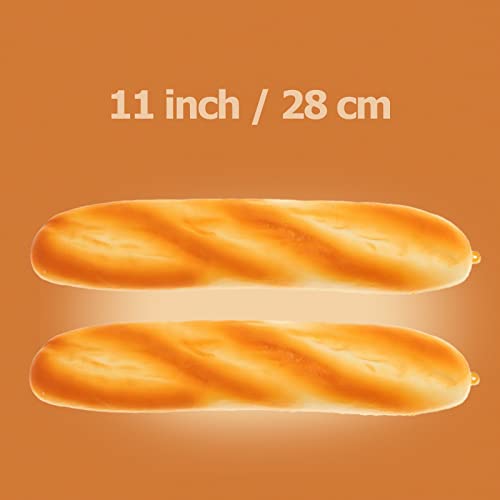 Gresorth 11-Inch Fake Bread Decor 2-Pack – Soft PU Artificial French Loaf for Kitchen, Play, & Photography Props