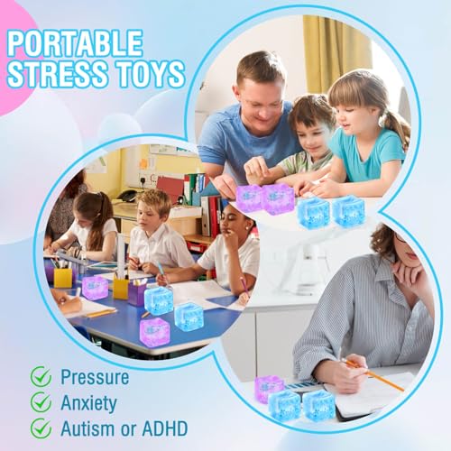Gretex 2-Pack Squishy Ice Cube Stress Balls – Blue & Purple Sensory Fidget Toys for All Ages