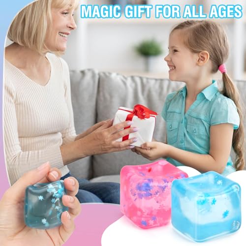 Gretex 2-Pack Squishy Stress Cubes – Soft Fidget Ice Cube Toys with Snowflakes & Fragrance for Kids, Teens, Adults