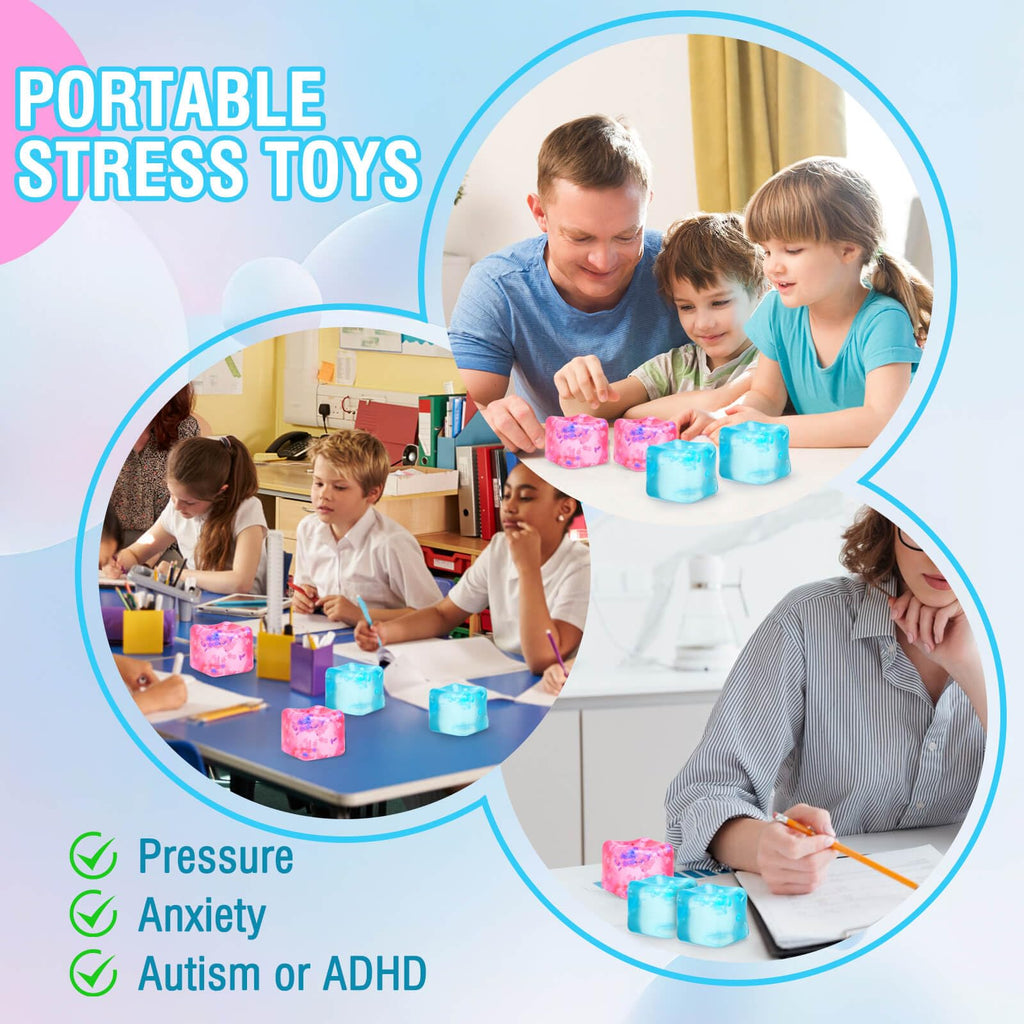 Gretex 2-Pack Squishy Stress Cubes – Soft Fidget Ice Cube Toys with Snowflakes & Fragrance for Kids, Teens, Adults