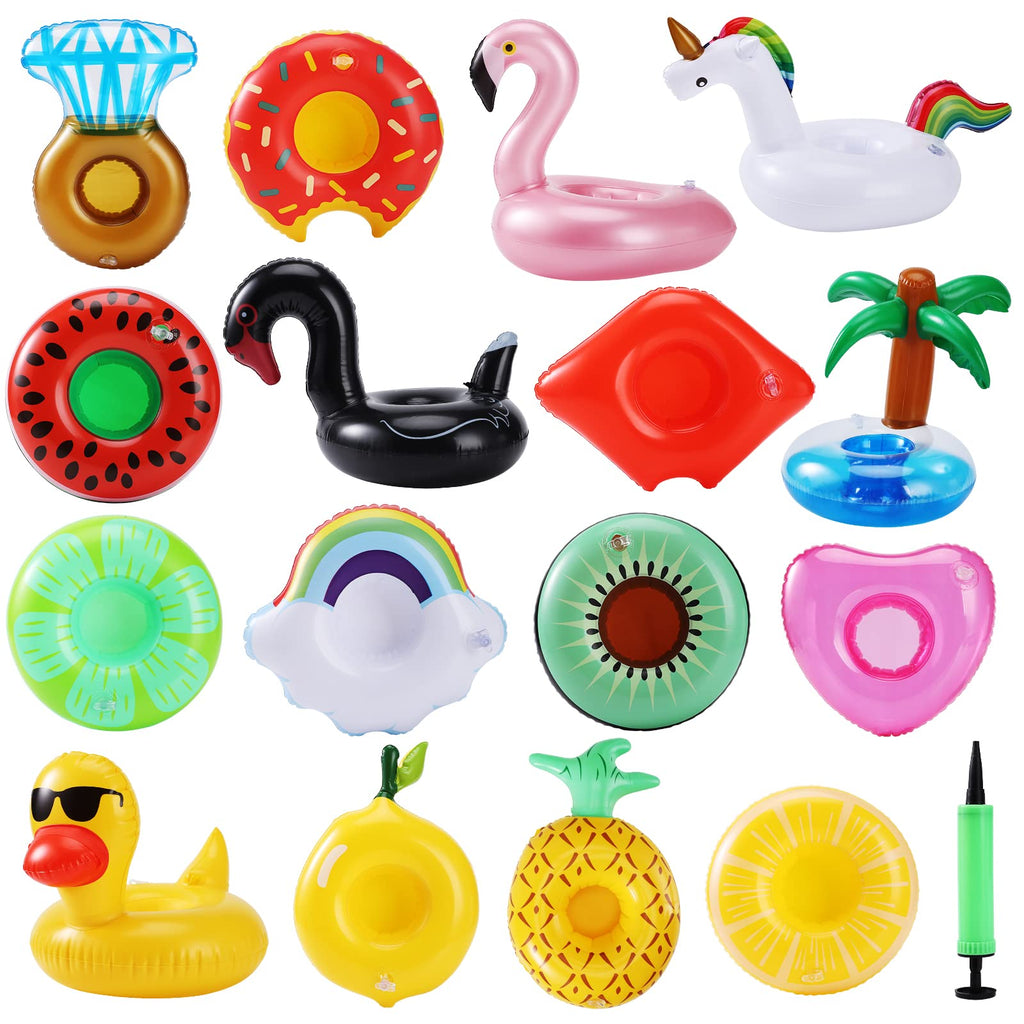 GRNVDWN 16-Pack Inflatable Drink Holders – Pool Floats for Parties, Beach, Hot Tub & Bath Toys