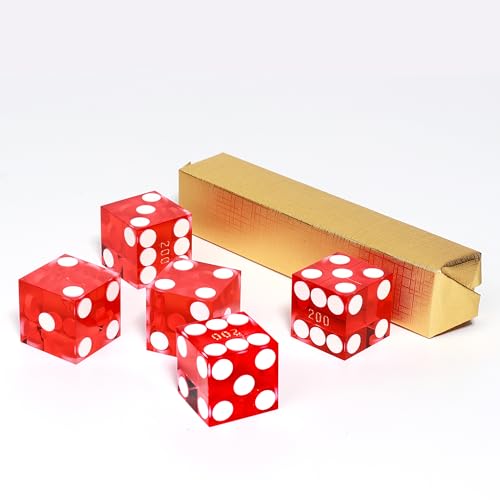 GSE AAA 19mm Casino Craps Dice Set of 5 - Razor Sharp Edges & Serialized