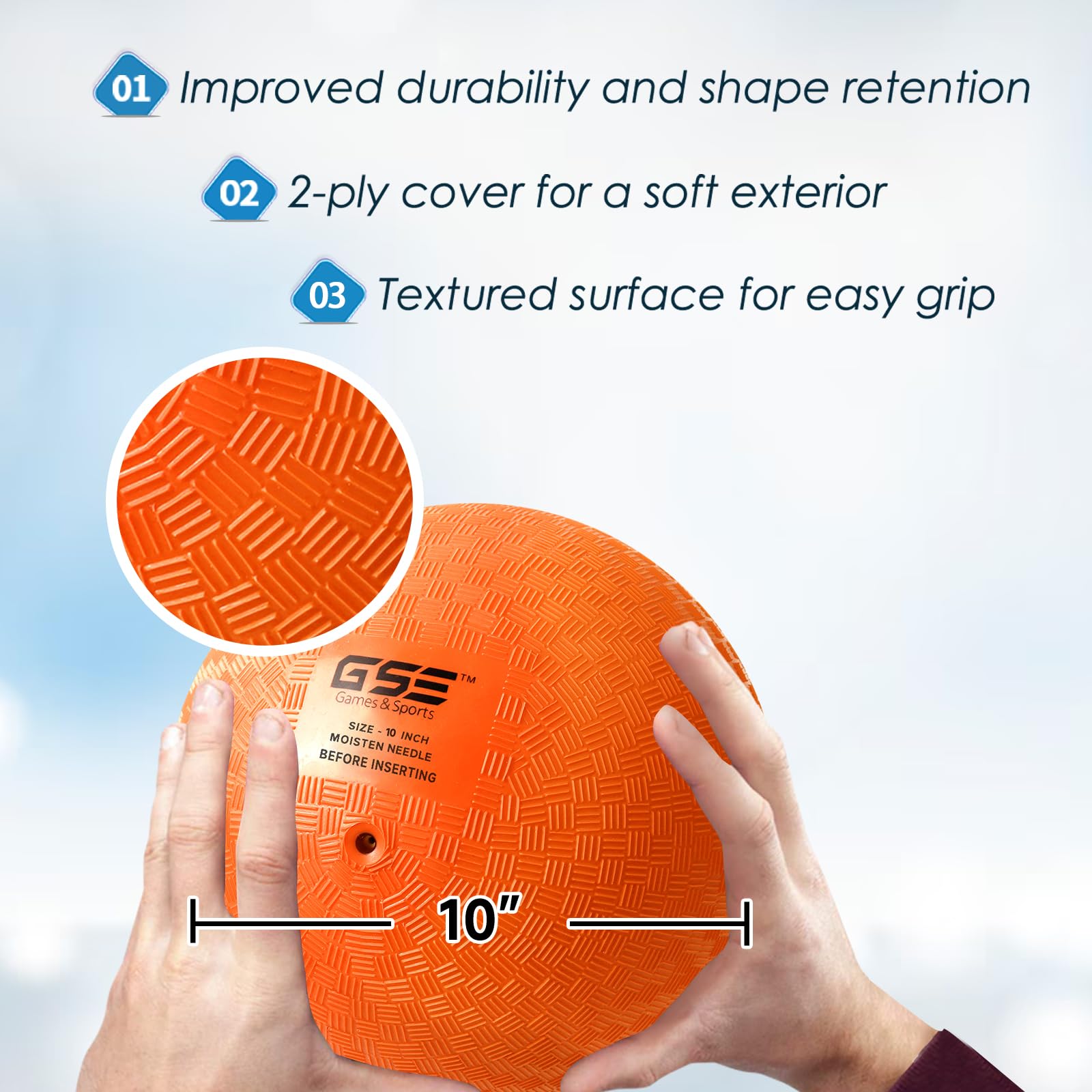 GSE Games & Sports Expert 10-Inch Orange Inflatable Playground Ball – Durable PVC Kickball for Kids and Adults