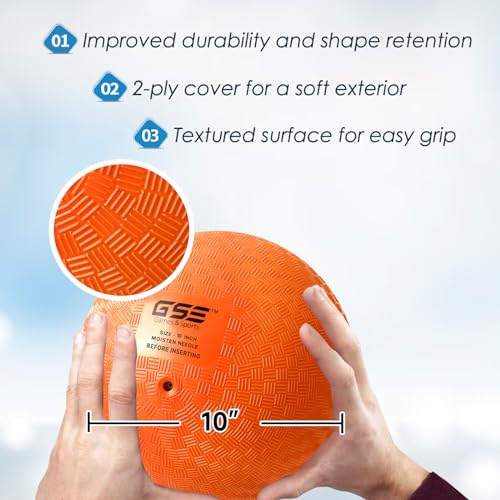 GSE Games & Sports Expert 10-Inch Orange Inflatable Playground Ball – Durable PVC Kickball for Kids and Adults