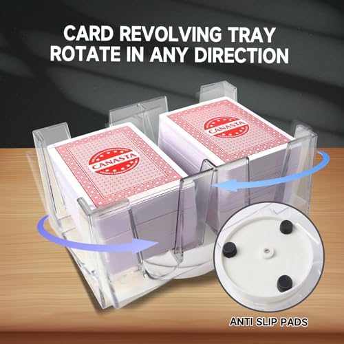 GSE Games & Sports Expert 6-Deck Revolving Canasta Card Tray – 360° Rotating Polycarbonate Holder