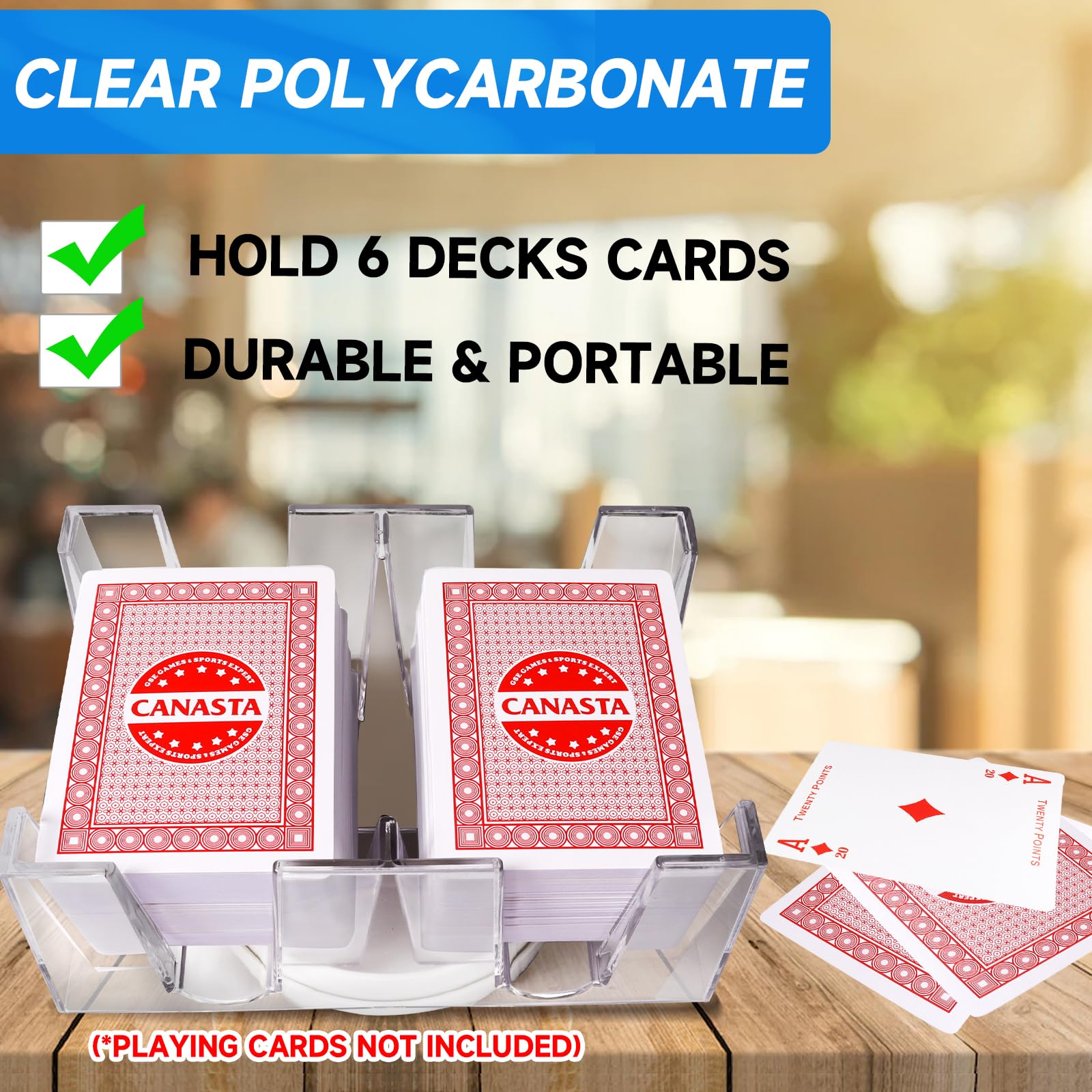 GSE Games & Sports Expert 6-Deck Revolving Canasta Card Tray – 360° Rotating Polycarbonate Holder