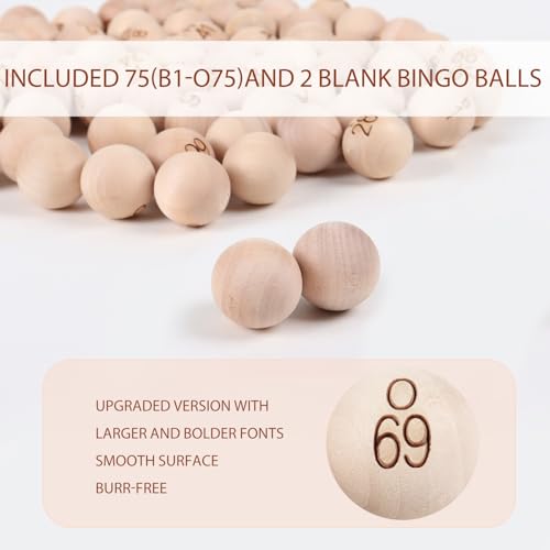 GSE Games & Sports Expert 7/8-Inch Solid Wood Bingo Balls – 75 Engraved Numbers Plus 2 Blanks