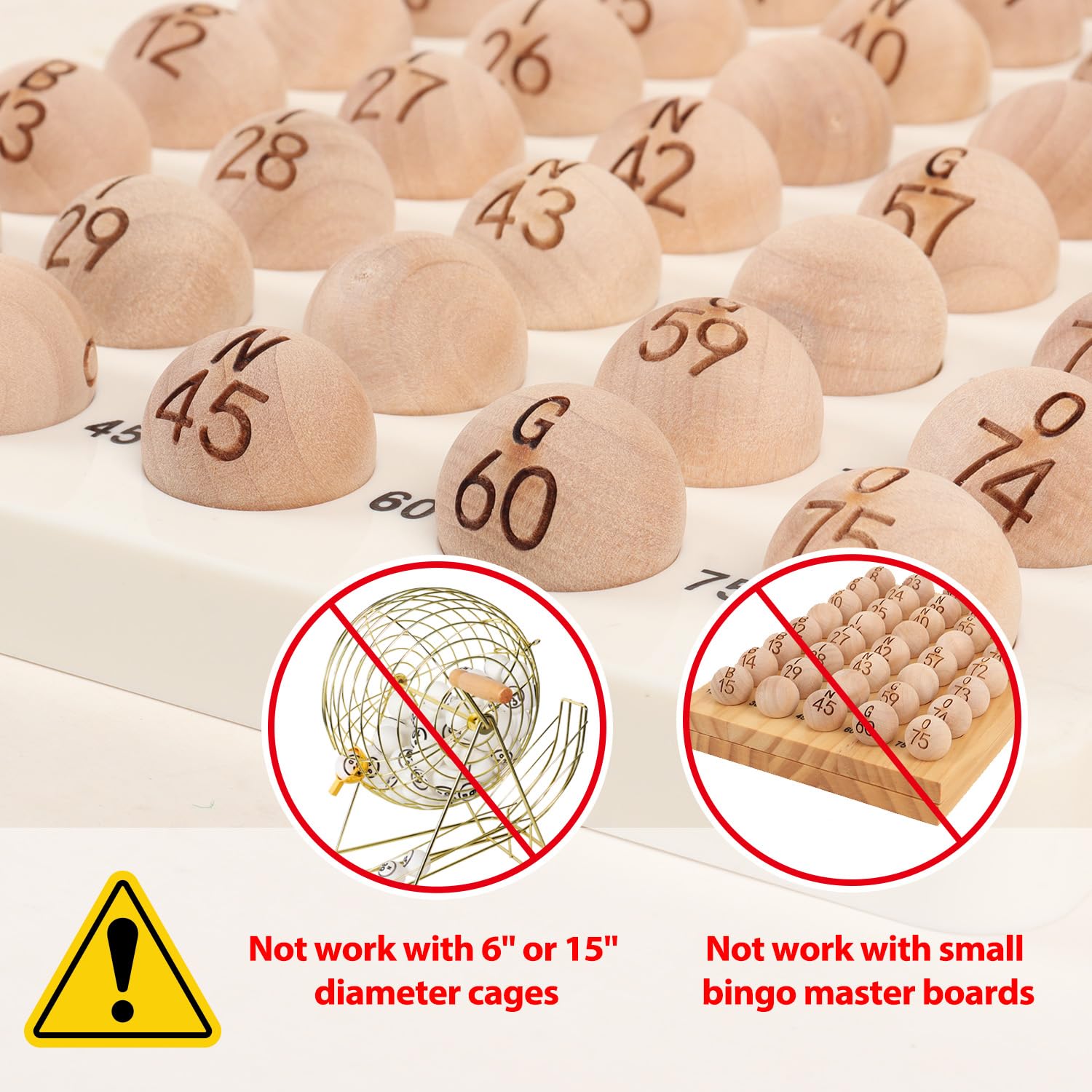 GSE Games & Sports Expert 7/8-Inch Solid Wood Bingo Balls – 75 Engraved Numbers Plus 2 Blanks