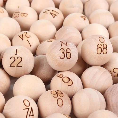 GSE Games & Sports Expert 7/8-Inch Solid Wood Bingo Balls – 75 Engraved Numbers Plus 2 Blanks