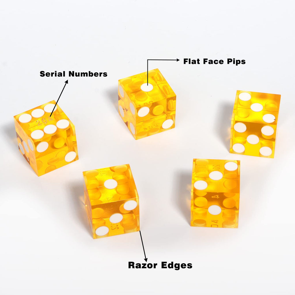 GSE Games & Sports Expert AAA Grade 19mm Pro Vegas Casino Craps Dice Set of 5 – Razor Sharp Edges, Serialized Numbers