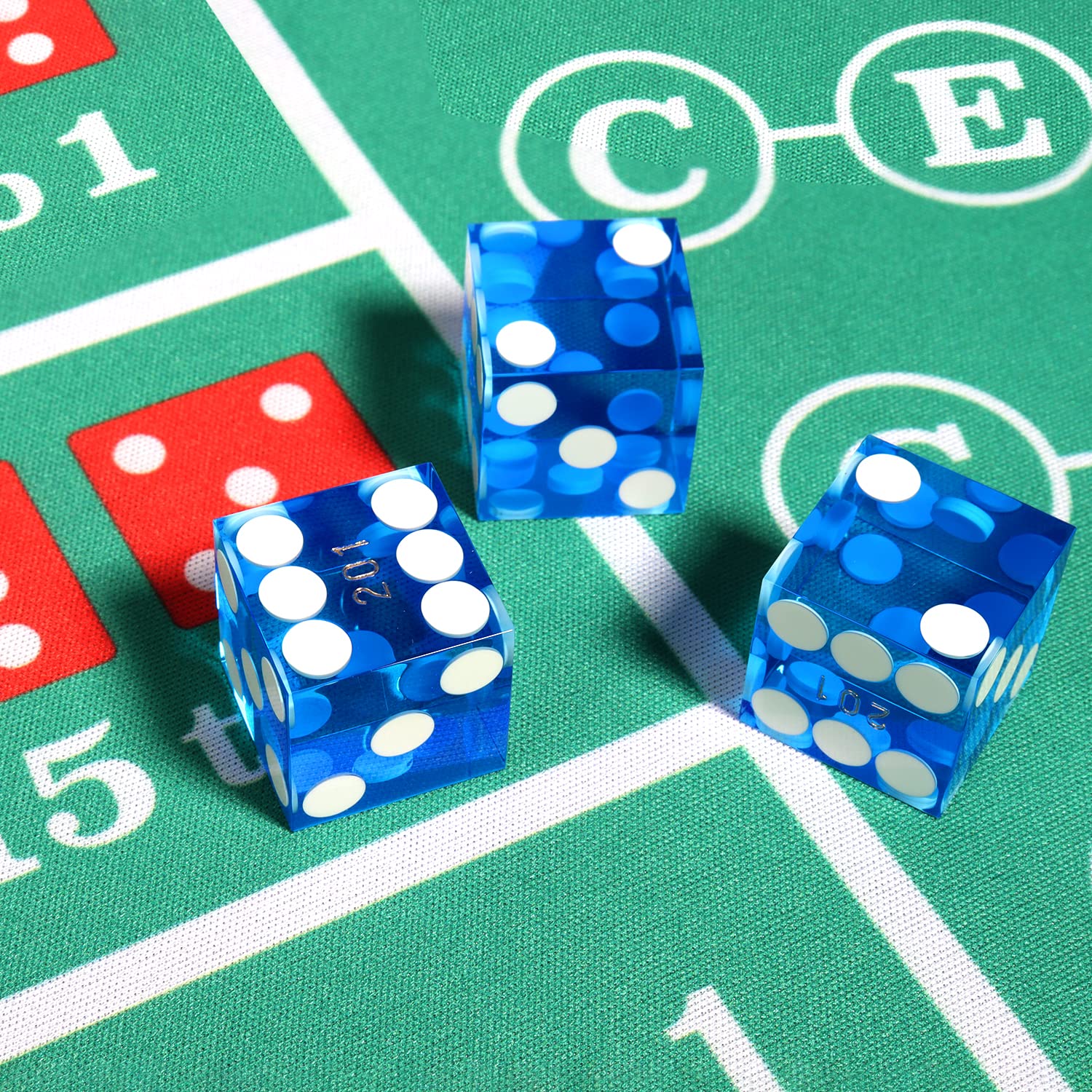 GSE Games & Sports Expert AAA Grade 19mm Vegas Style Craps Dice Set of 5 - Blue, Serialized, Razor Sharp Edges