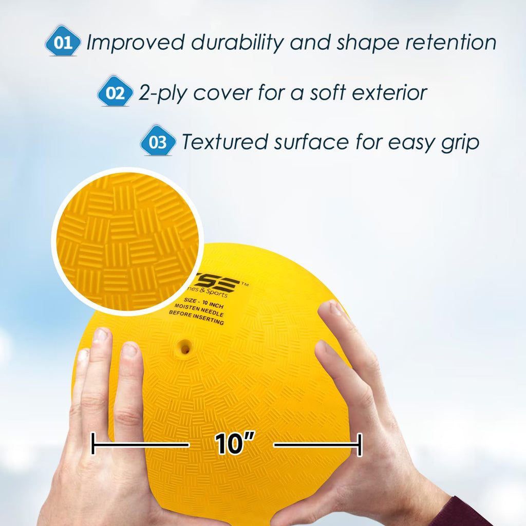 GSE Games & Sports Expert Yellow Inflatable Playground Ball (5, 7, 8.5, 10 Inch) - Durable PVC for Dodgeball, Kickball, Handball