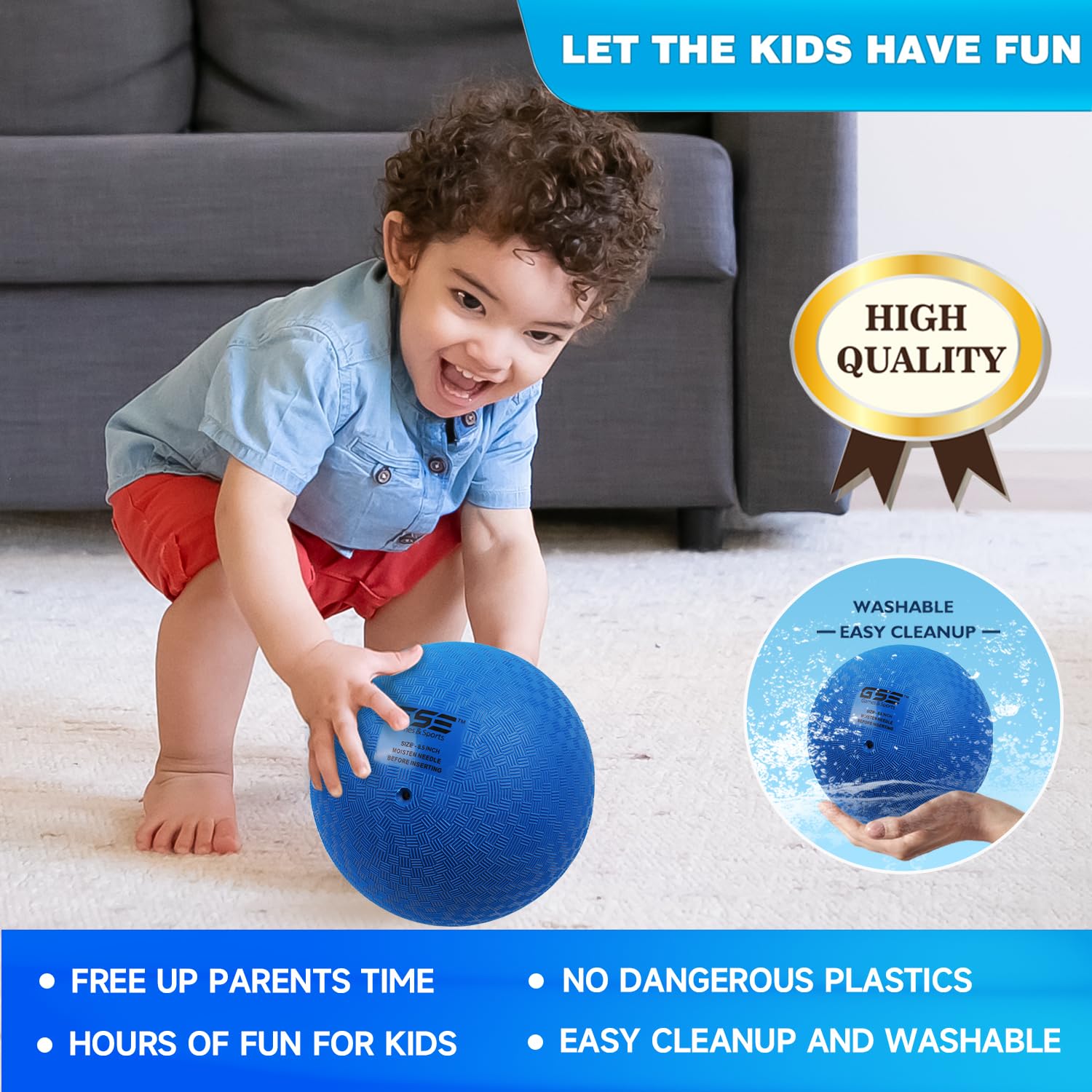 GSE Games & Sports Expert Yellow Inflatable Playground Ball (5, 7, 8.5, 10 Inch) - Durable PVC for Dodgeball, Kickball, Handball