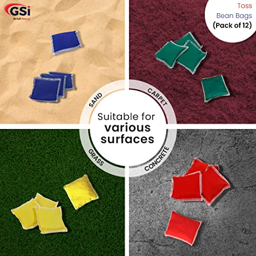 GSi 12-Pack Mini Bean Bags & 12-ft Play Parachute for Cooperative Games, PE, and Outdoor Fun